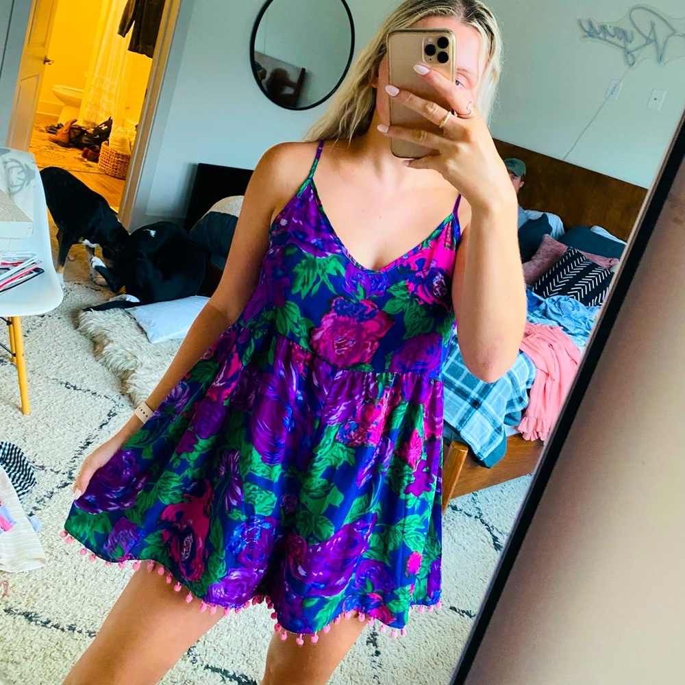 Bright Floral & Pom Pom Romper